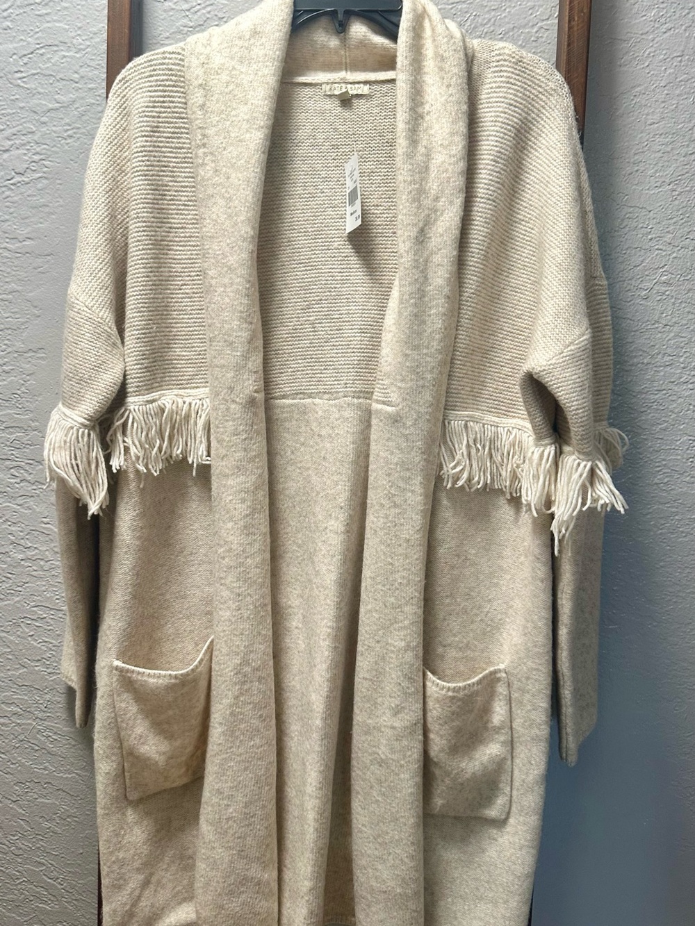 Cozy Cream Fringe Open-Front Women's Sweater Cardigan